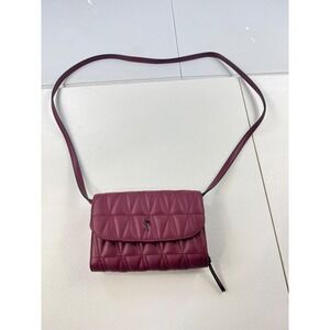 Simply Vera Vera Wang Burgundy Quilted Crossbody Bag Purse Small Flap